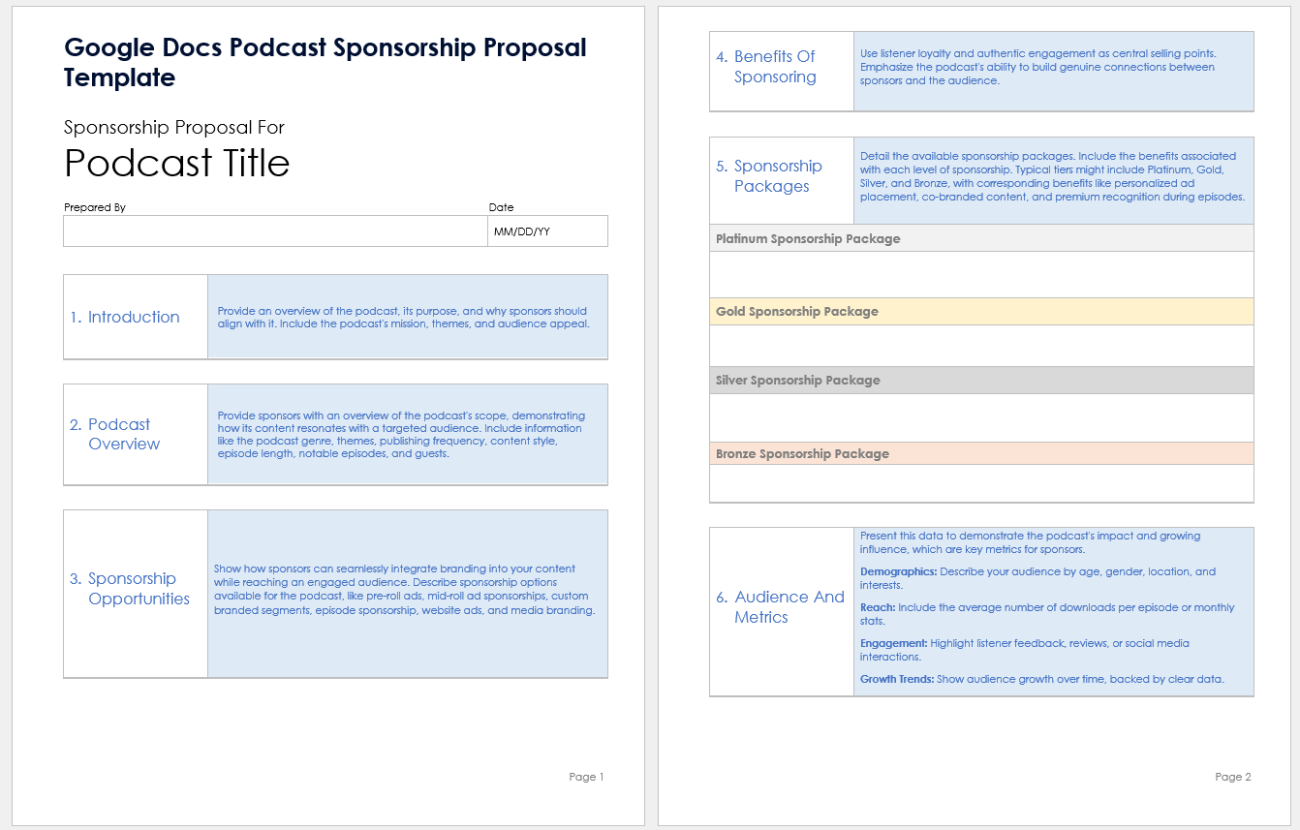 Free Google Docs Sponsorship Proposal Templates