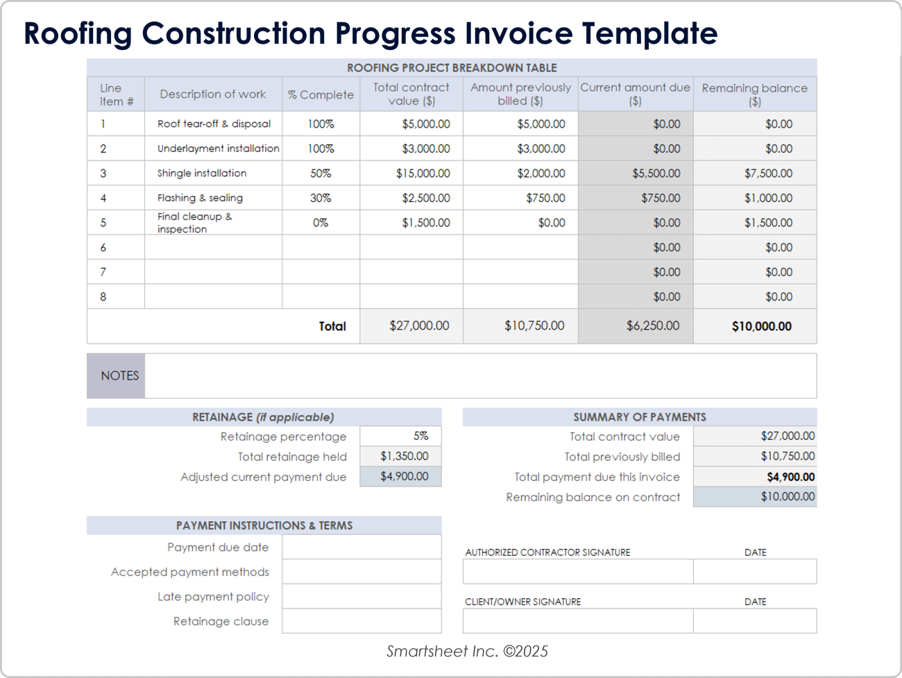 Free Construction Invoice Templates for Excel