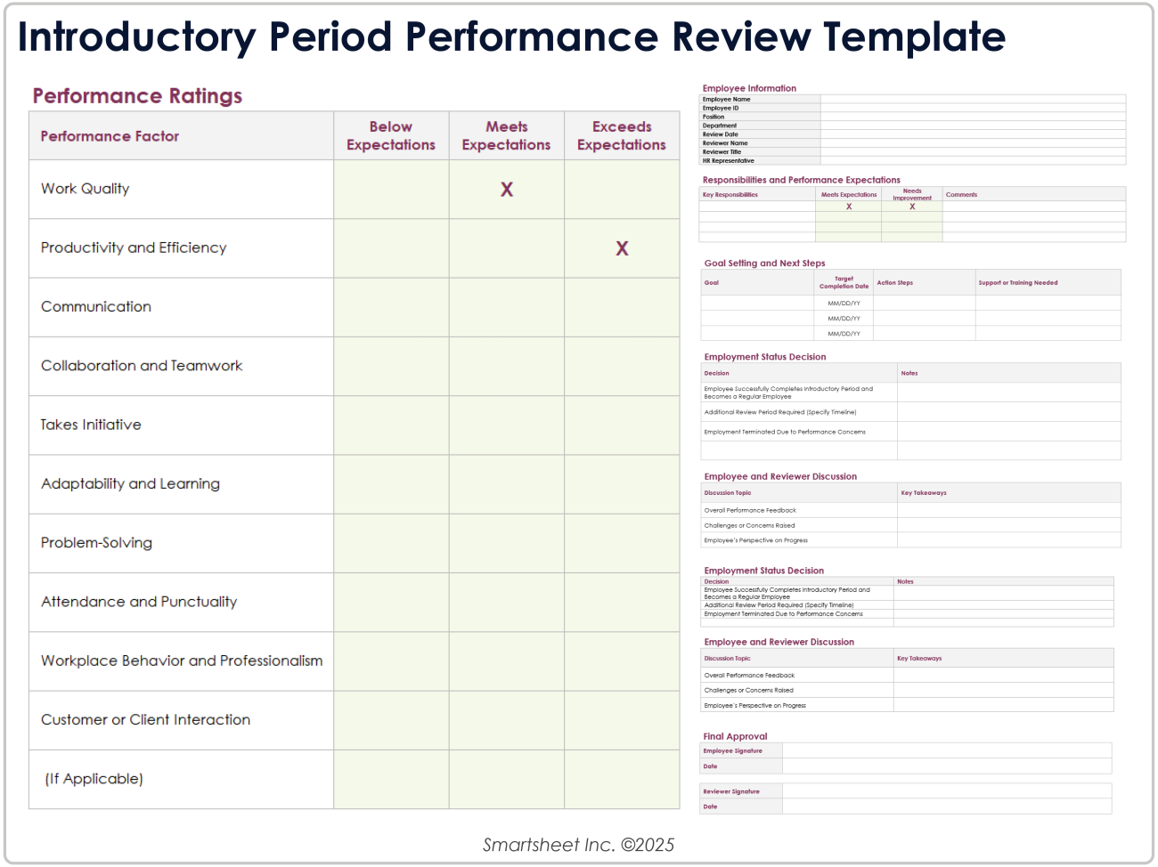 Free Employee Performance Review Templates