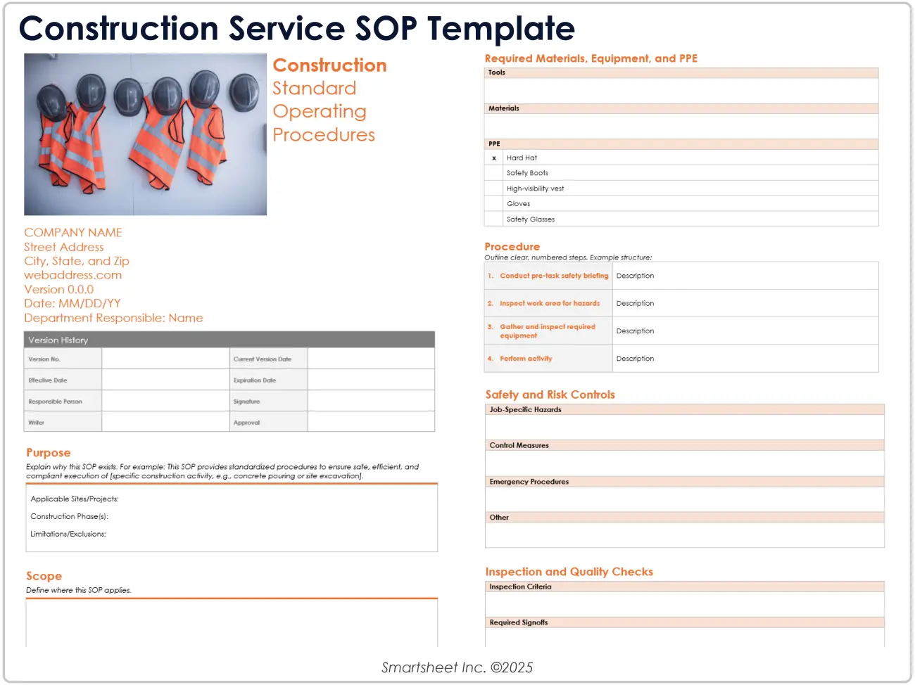Construction SOP Template for Word