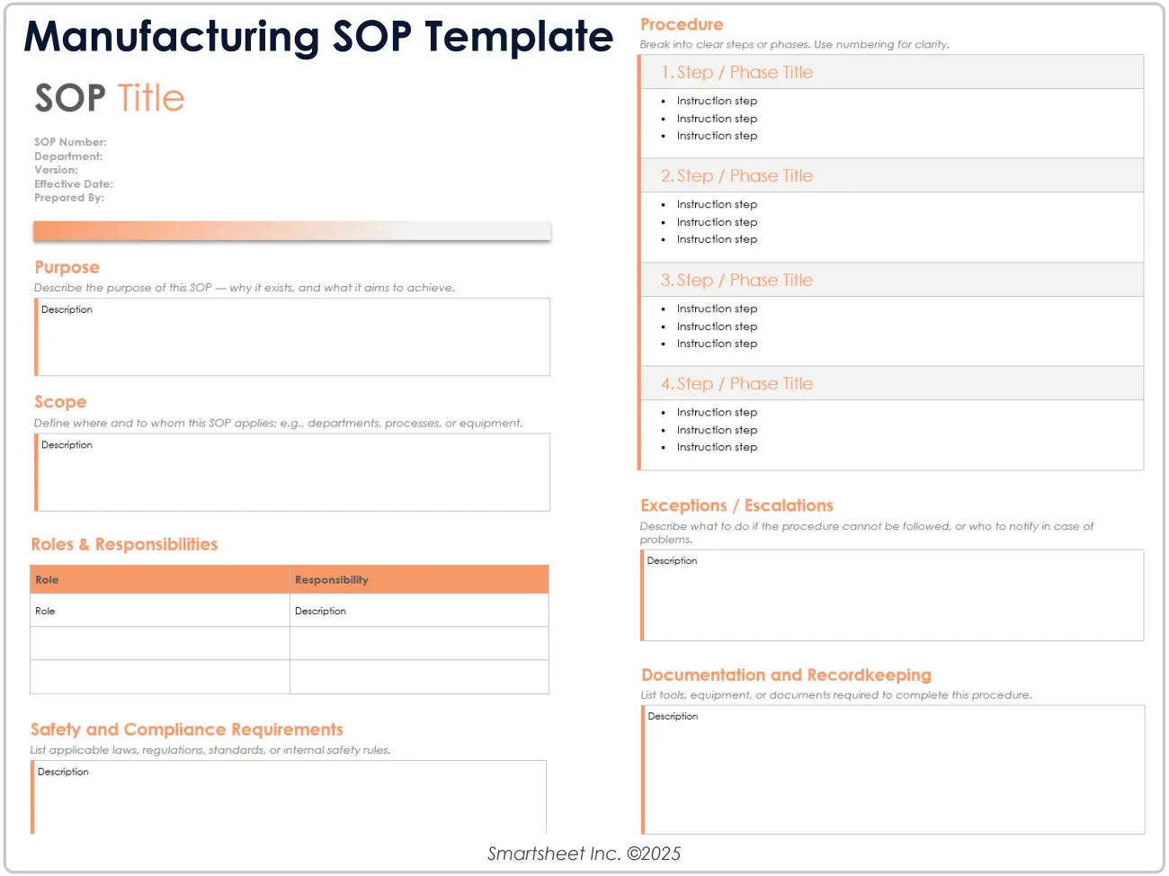 Manufacturing SOP Template for Word