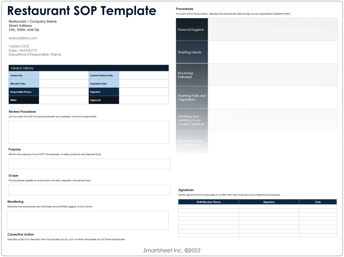 Restaurant SOP Template for Word