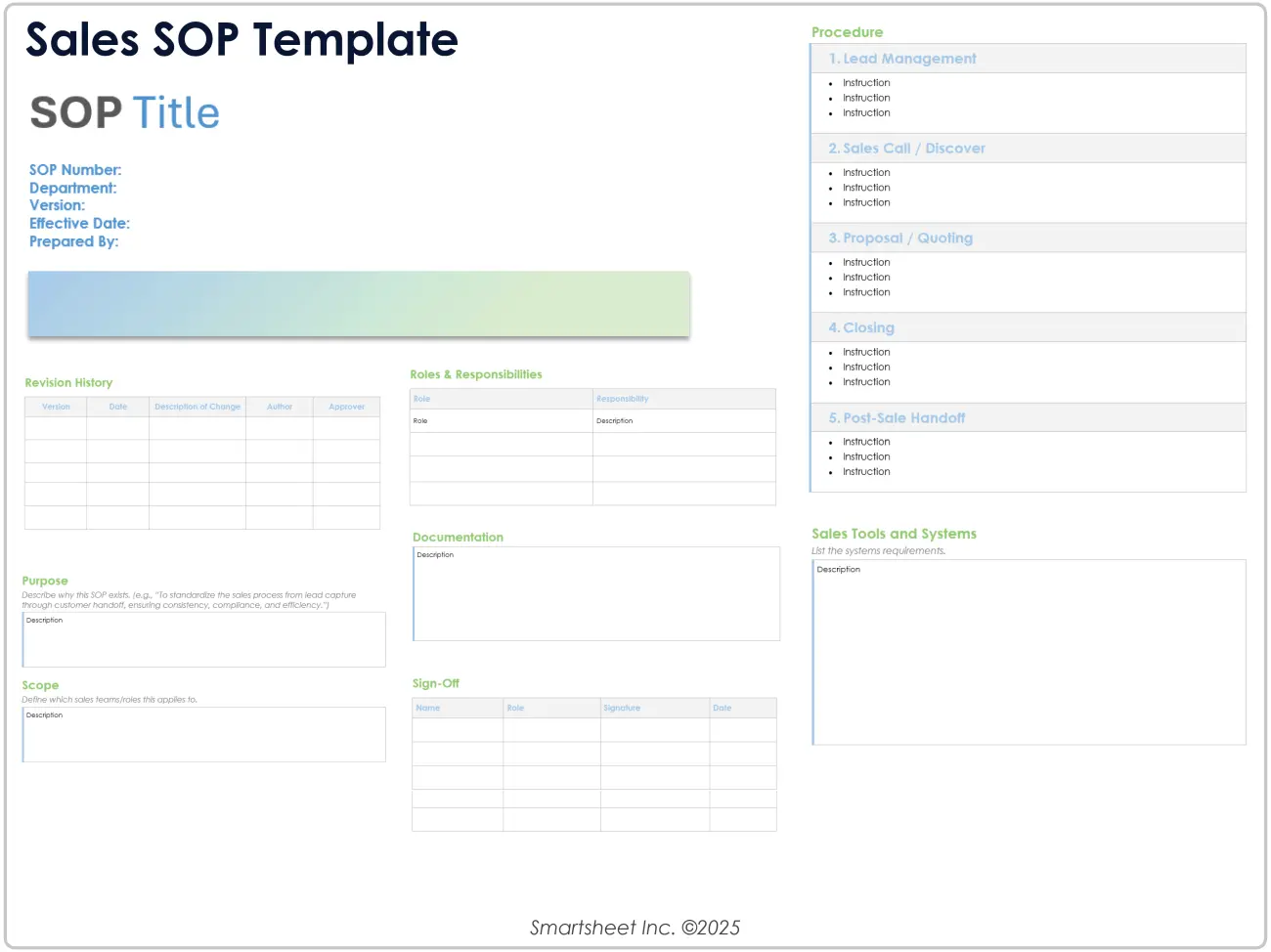 Sales SOP Template for Word