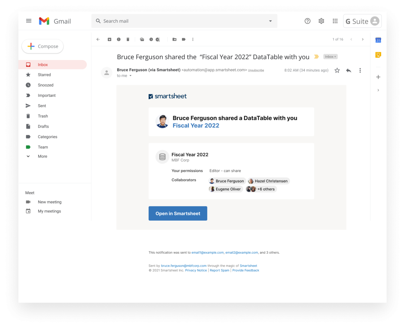 DataTable Sharing & Permission Level Notifications | Smartsheet