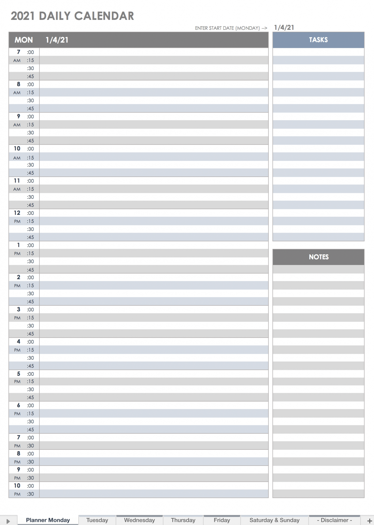Free Printable Appointment Calendar 2022 Free Printable Daily Calendar Templates | Smartsheet