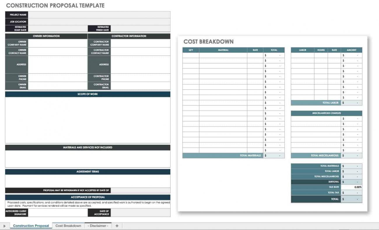 Free Construction Proposal Templates & Forms  Smartsheet Pertaining To Free Construction Proposal Template Word