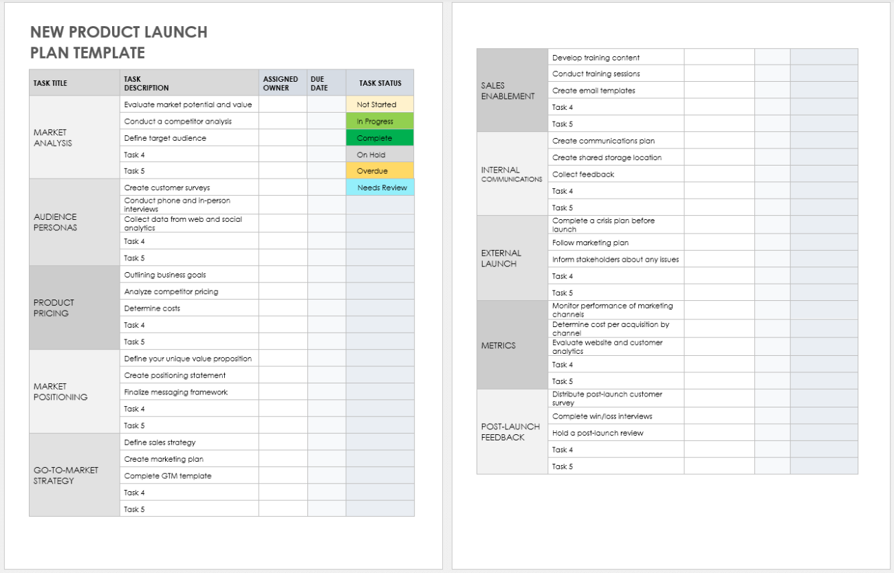 new product launch business plan template