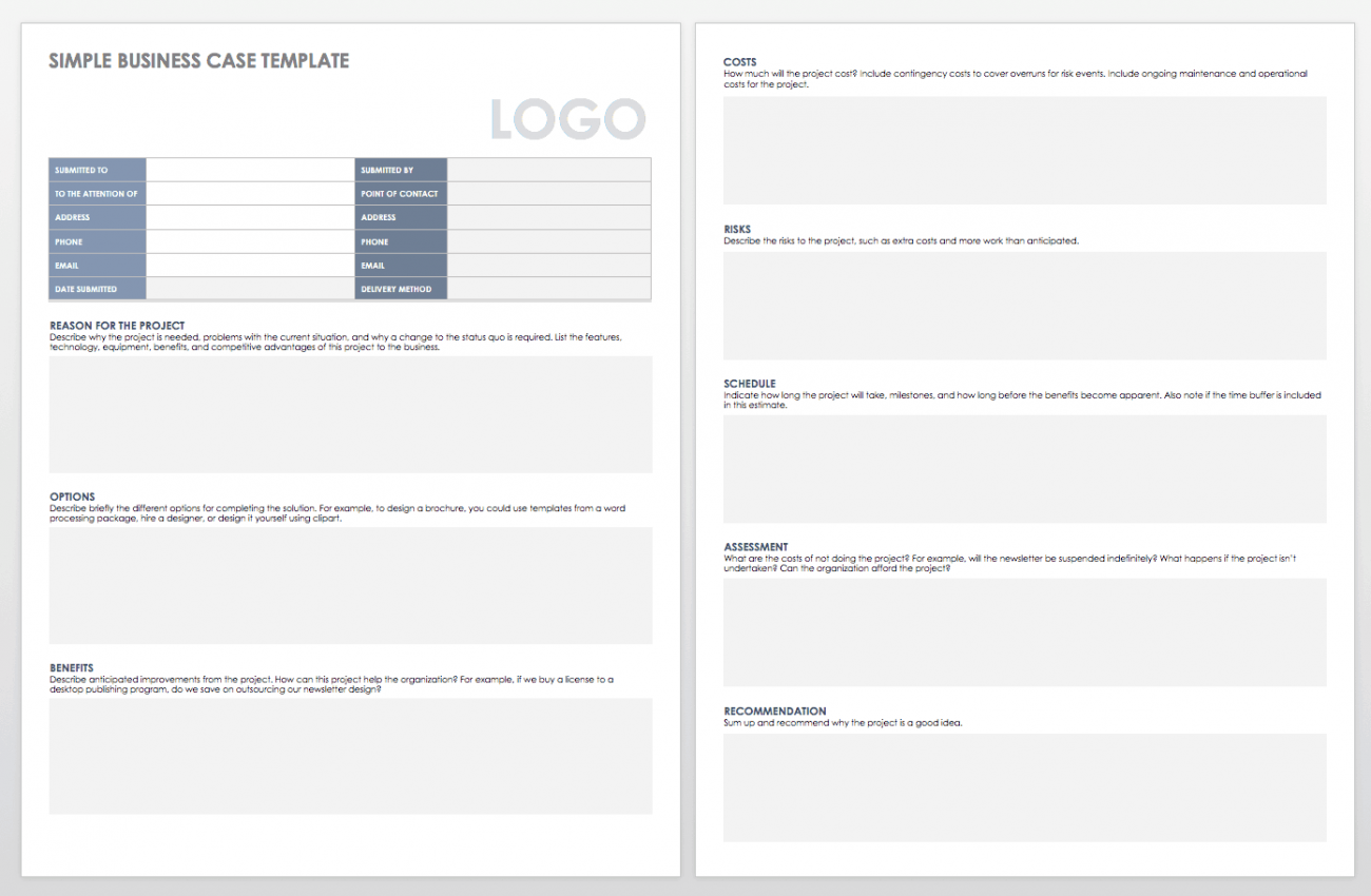business case template for new tool