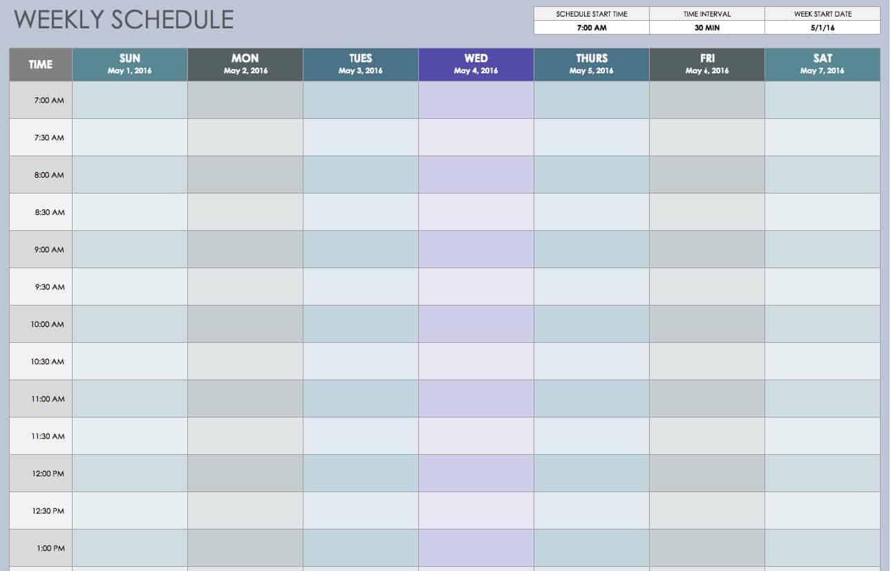 Free and customizable weekly schedule templates