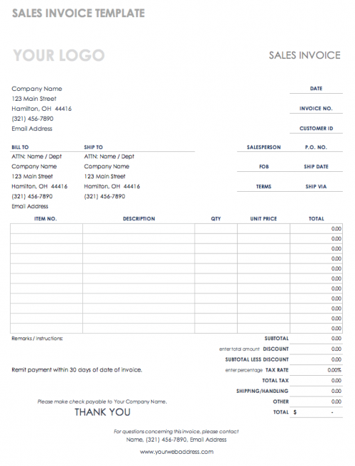 Download Free PDF Invoice Templates Smartsheet