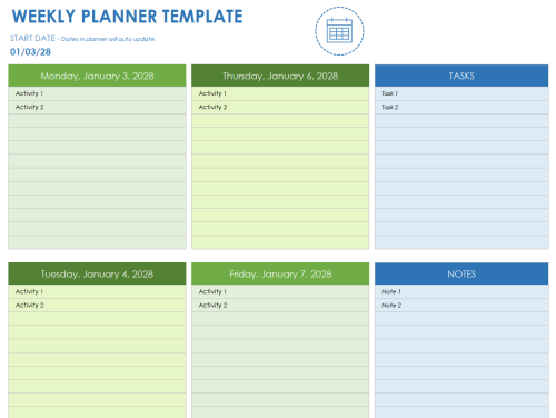 Free Google Sheets Weekly Schedule Templates | Smartsheet