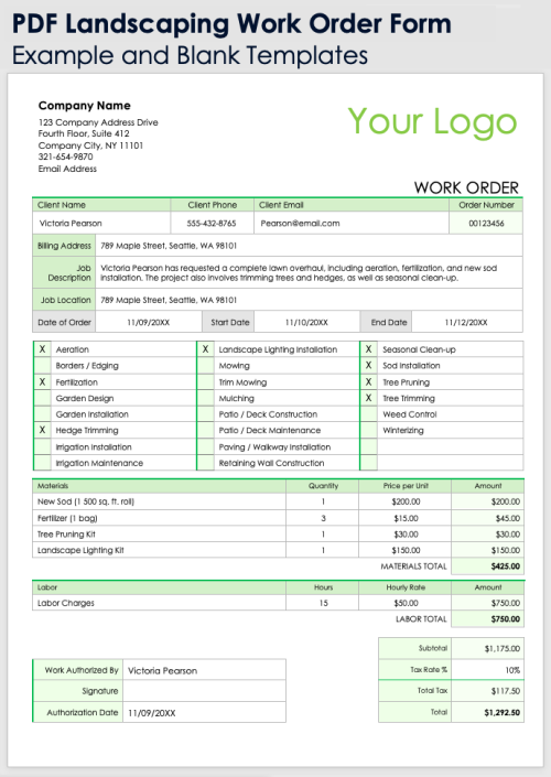 Free PDF Work Order Forms & Templates Editable, Printable