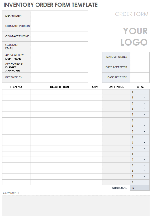 Download Free Inventory Form Templates | Smartsheet