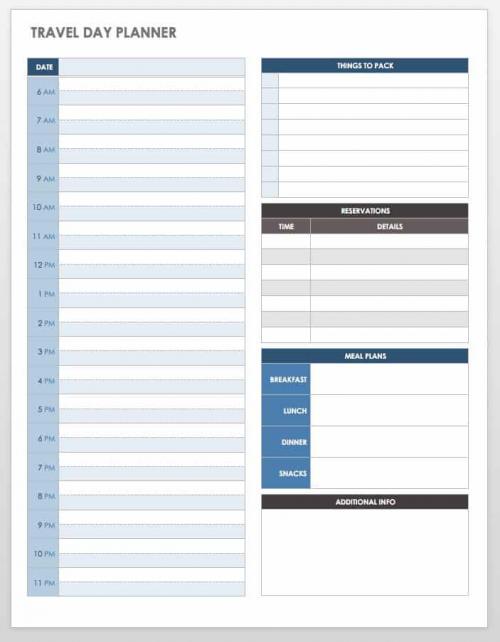 travel itinerary templates word