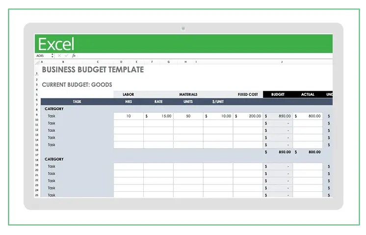 Budget Spreadsheet in Excel