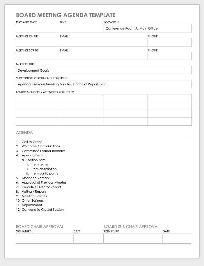 Meeting Agenda Template
