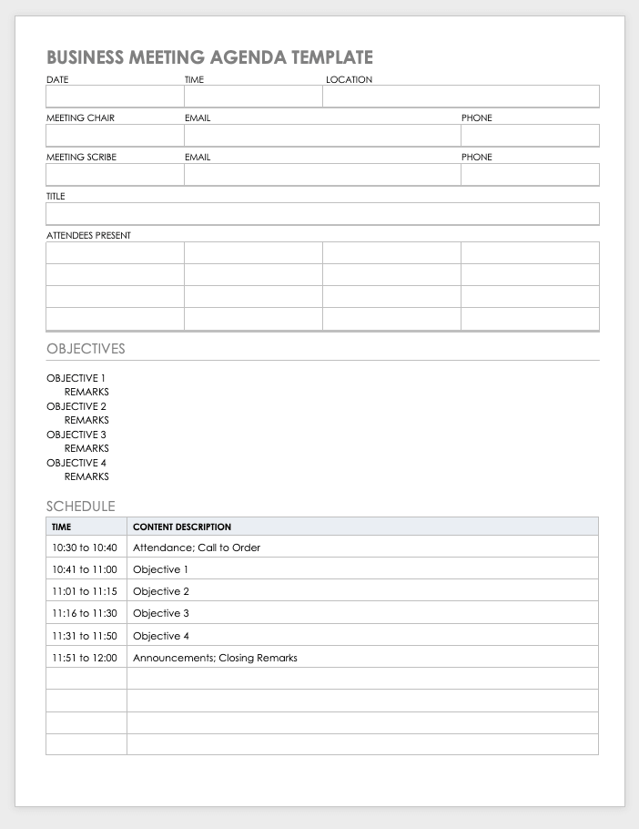 business trip meeting agenda template