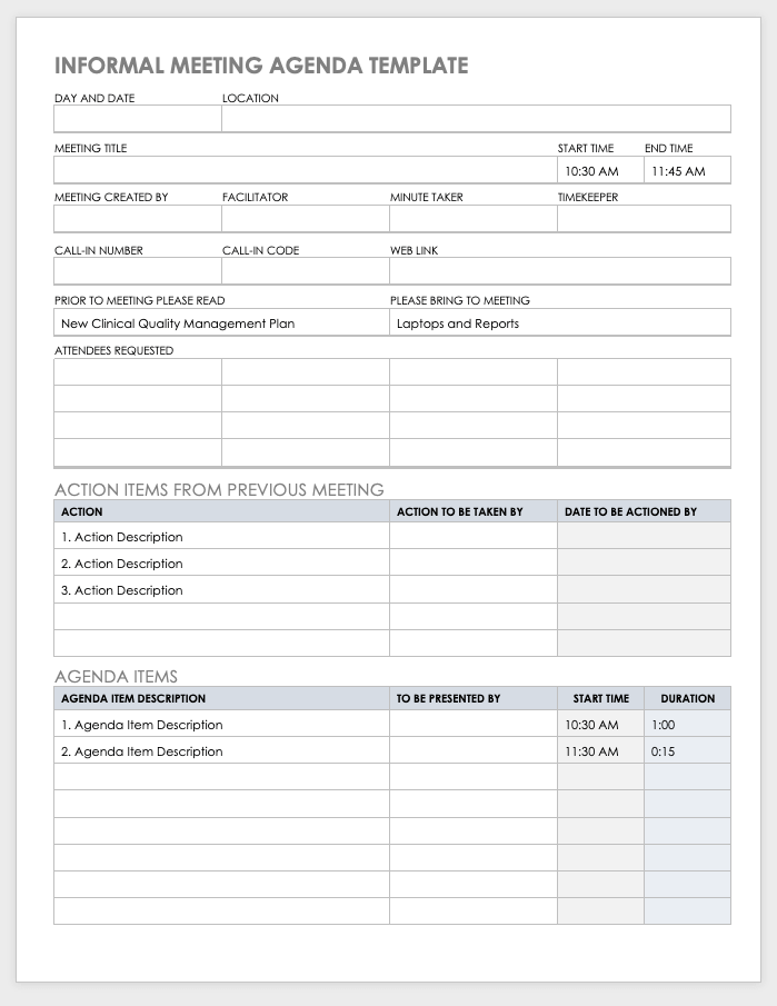 Sales Meeting Agenda Template Word