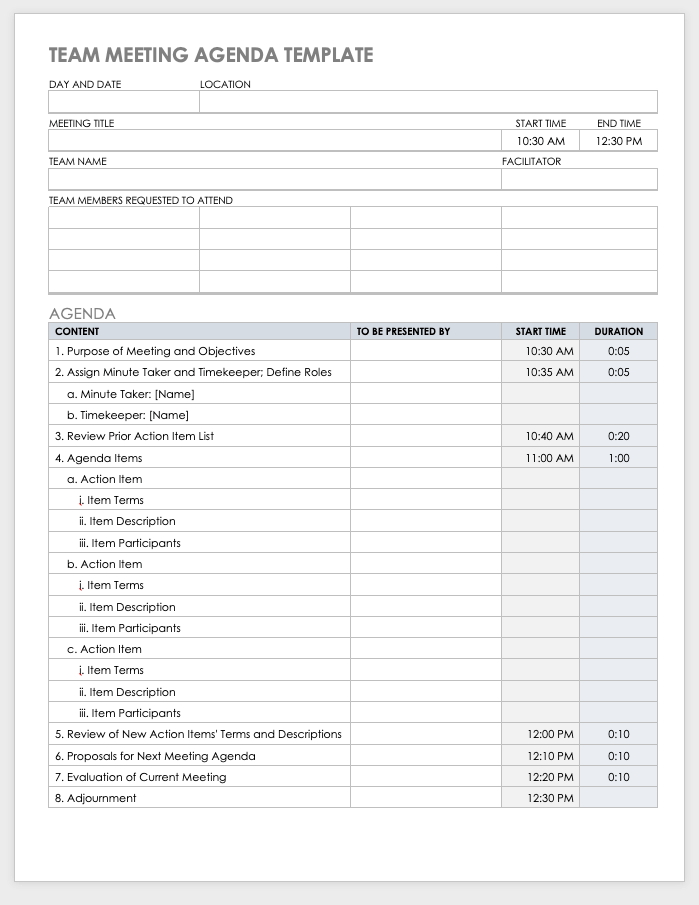 Microsoft Word Meeting Minutes Template