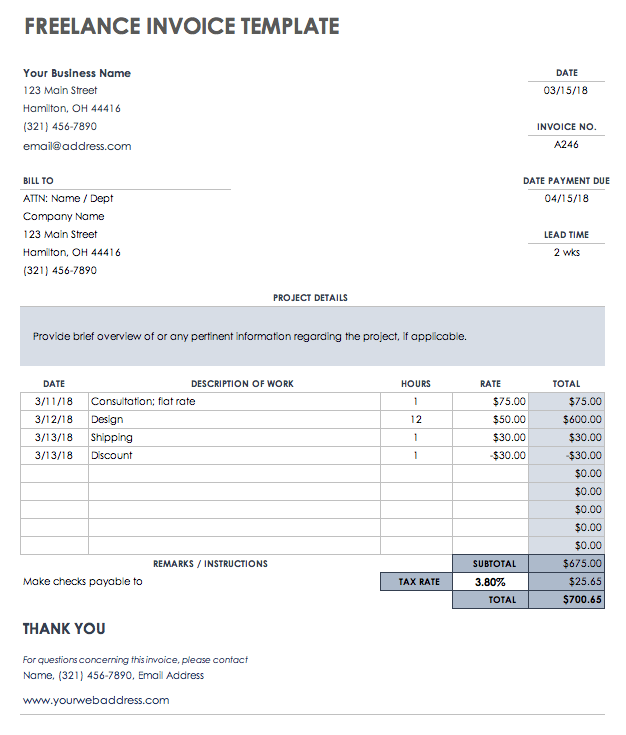 Download Free PDF Invoice Templates Smartsheet