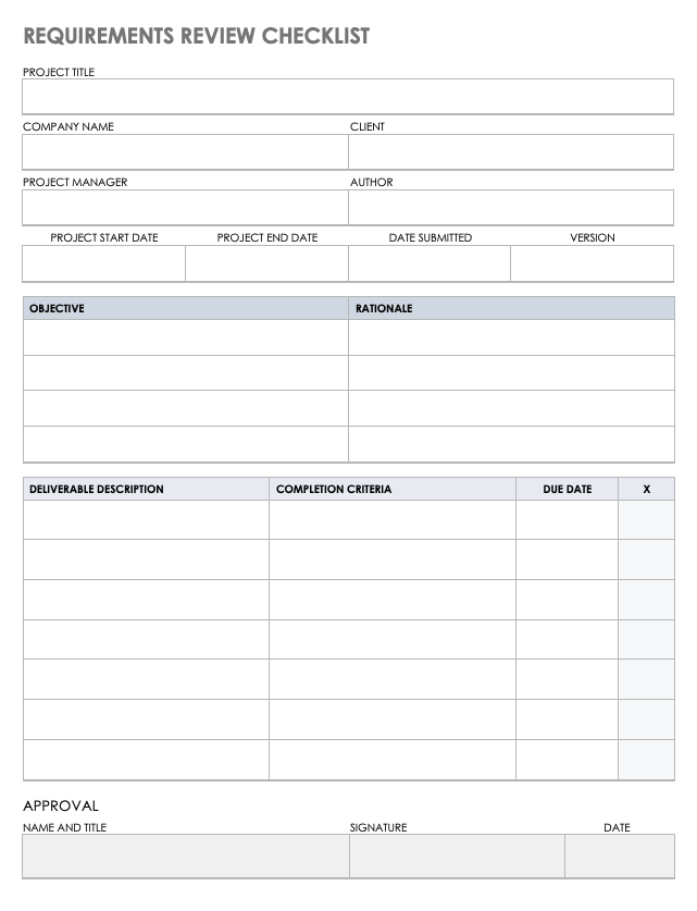 Free Design Review Checklists Smartsheet