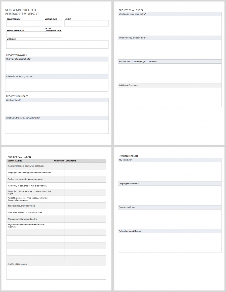 Project Post Mortem Template