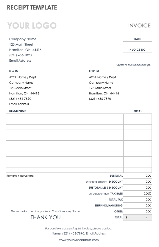 50 Printable Blank Receipt Template Forms - Fillable Samples in PDF, Word  to Download