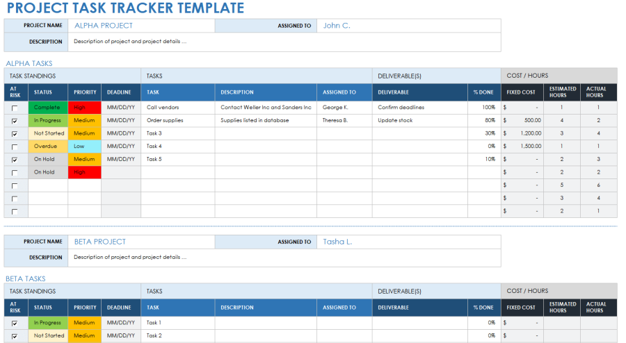 Free Project Task List Templates for Project Management | Smartsheet