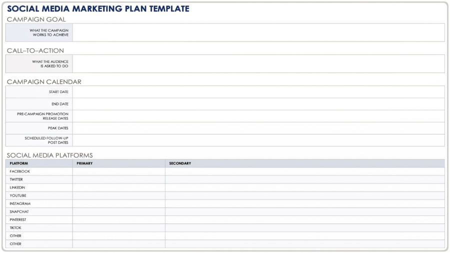 Free Social Media Marketing Plan Templates Smartsheet