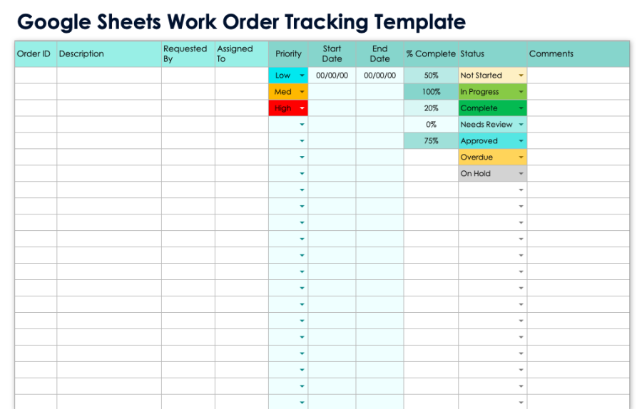 Free Google Sheets Work Order Templates, Forms & Tracker