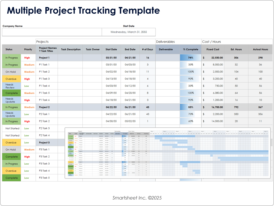 Free Project Tracking Templates - All Formats