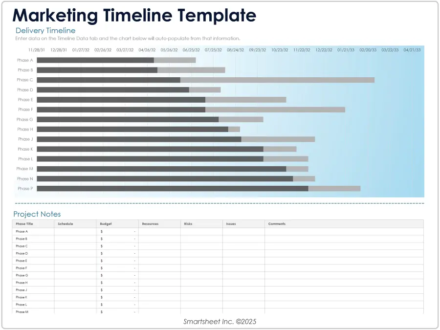 Marketing Timeline Template for Excel