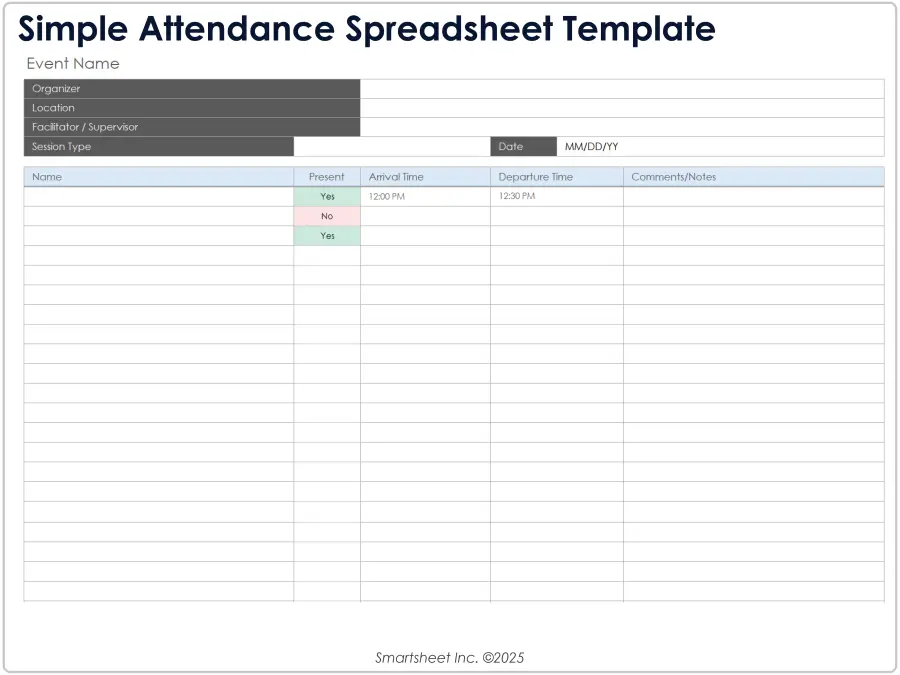 25 Printable Attendance Sheet Templates Excel Word 585x580