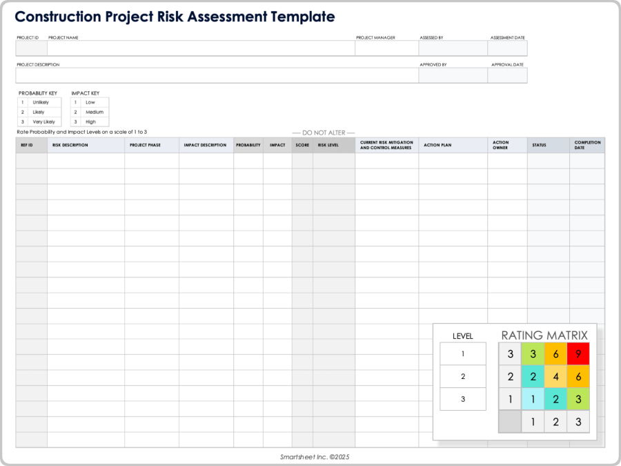 Project Risk Assessment Worksheet Example Free Risk Assessment Templates
