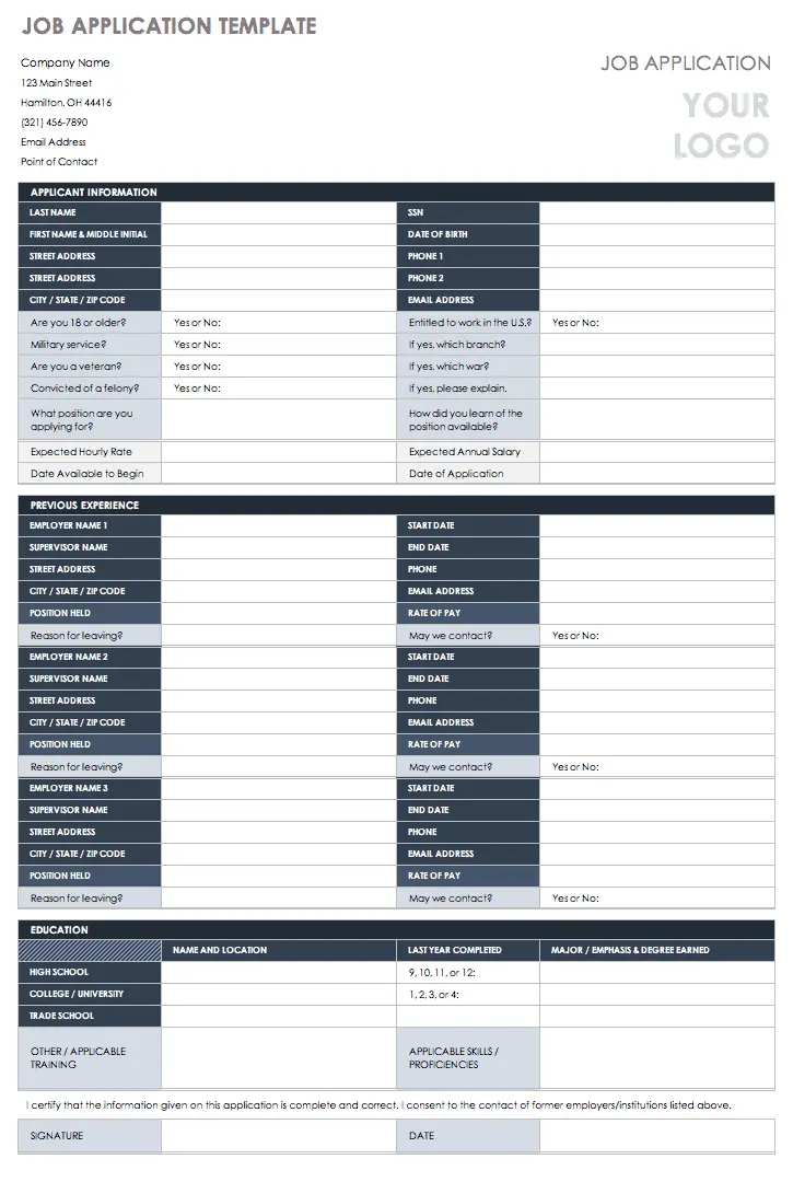 Job Applicant List Template