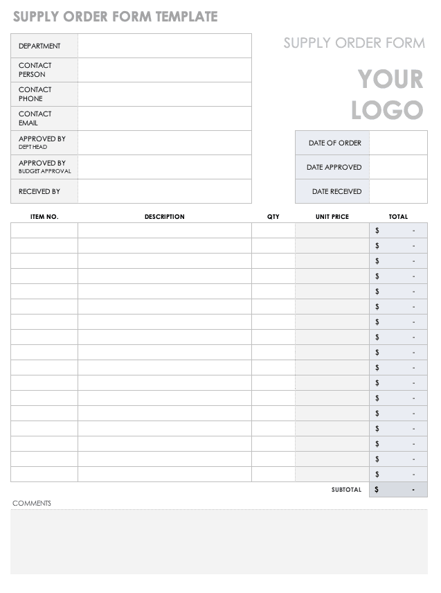 Free Order Form Templates | Smartsheet