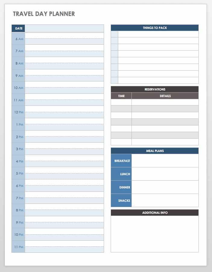simple travel itinerary template word