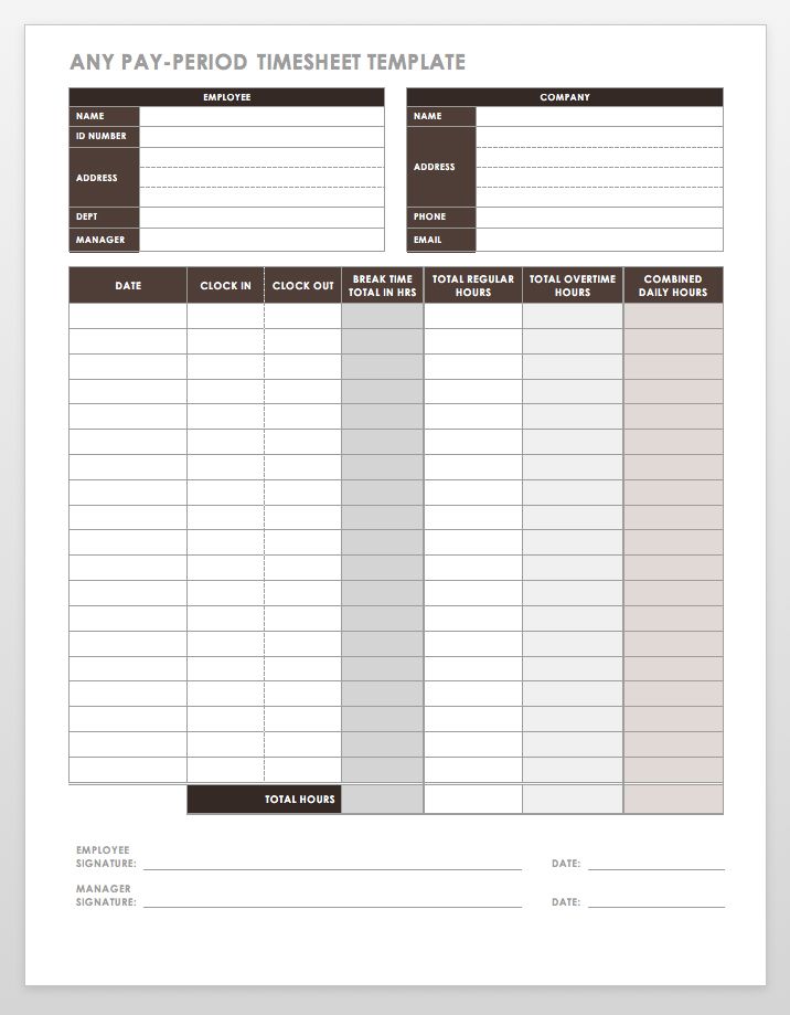 Daily Timesheet Template Free Printable from www.smartsheet.com