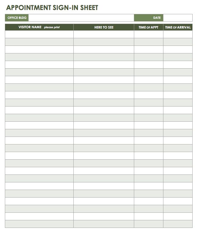 Appointment Chart Template