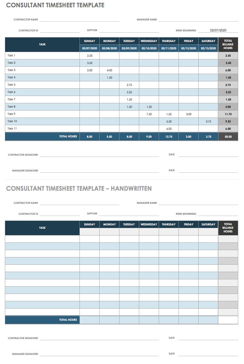 17 Free Timesheet And Time Card Templates Smartsheet