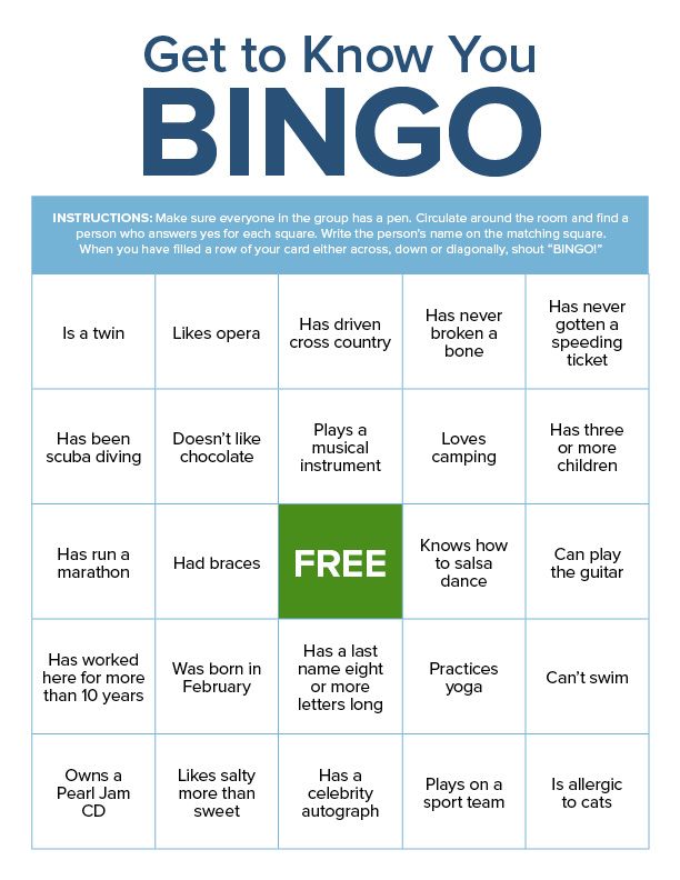 To bingo get other know each 10 Fun