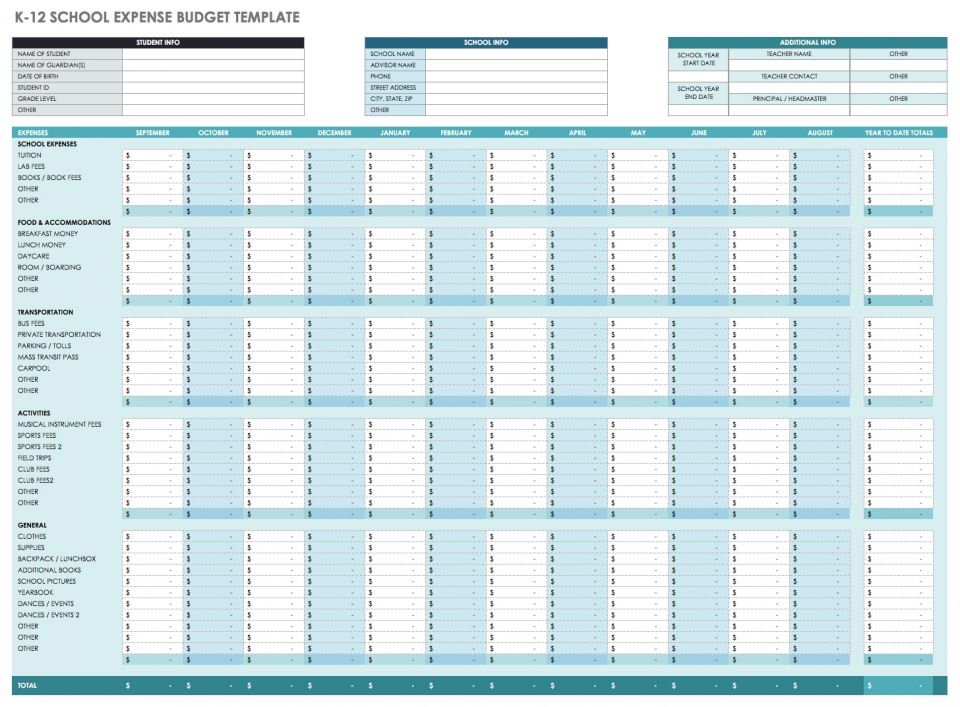 Monthly Expense Chart Template