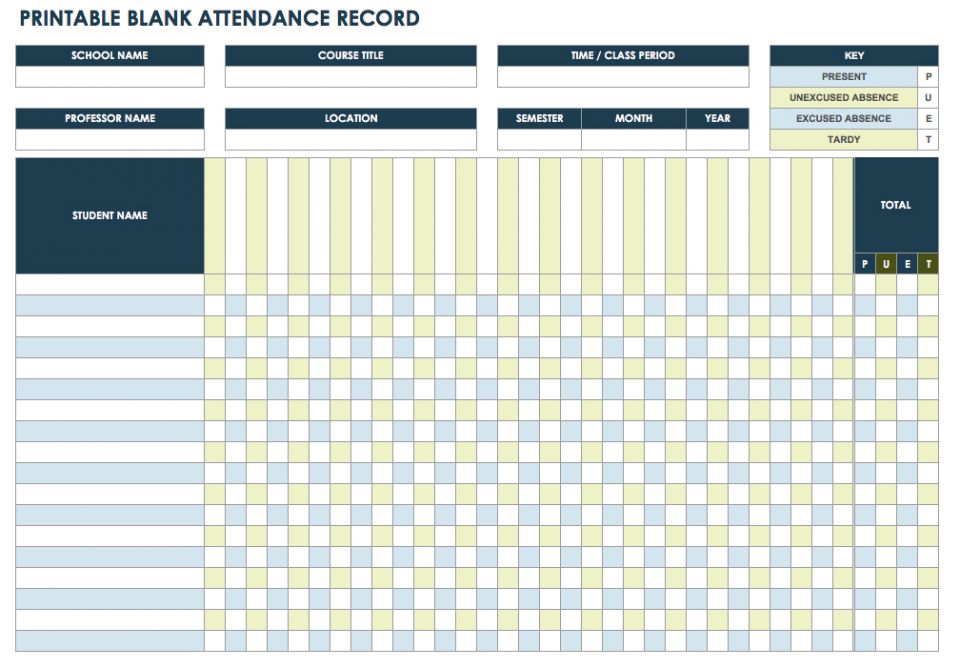 Attendance Chart Pdf