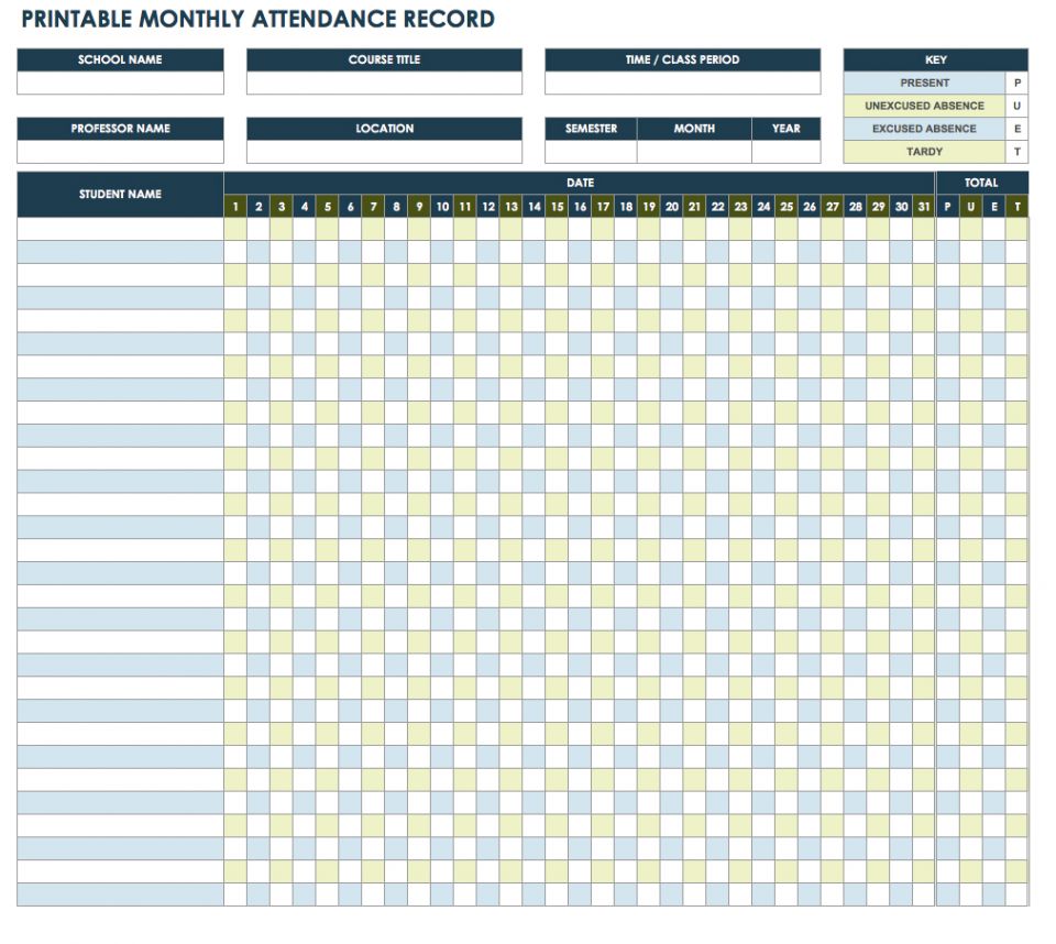 Free Attendance Template from www.smartsheet.com