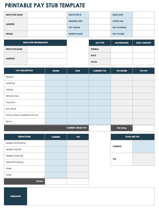 Create Free Pay Stub Template from www.smartsheet.com
