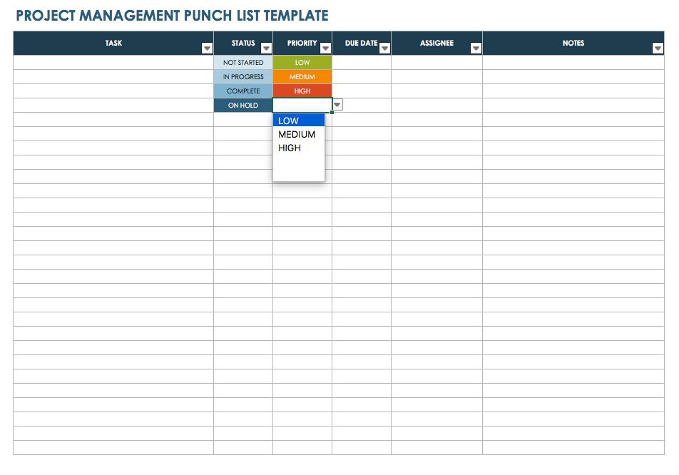 Free Punch List Templates Smartsheet