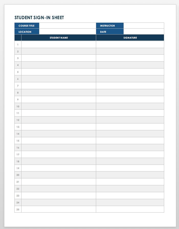 Simple Sign In Sheet Template For Your Needs