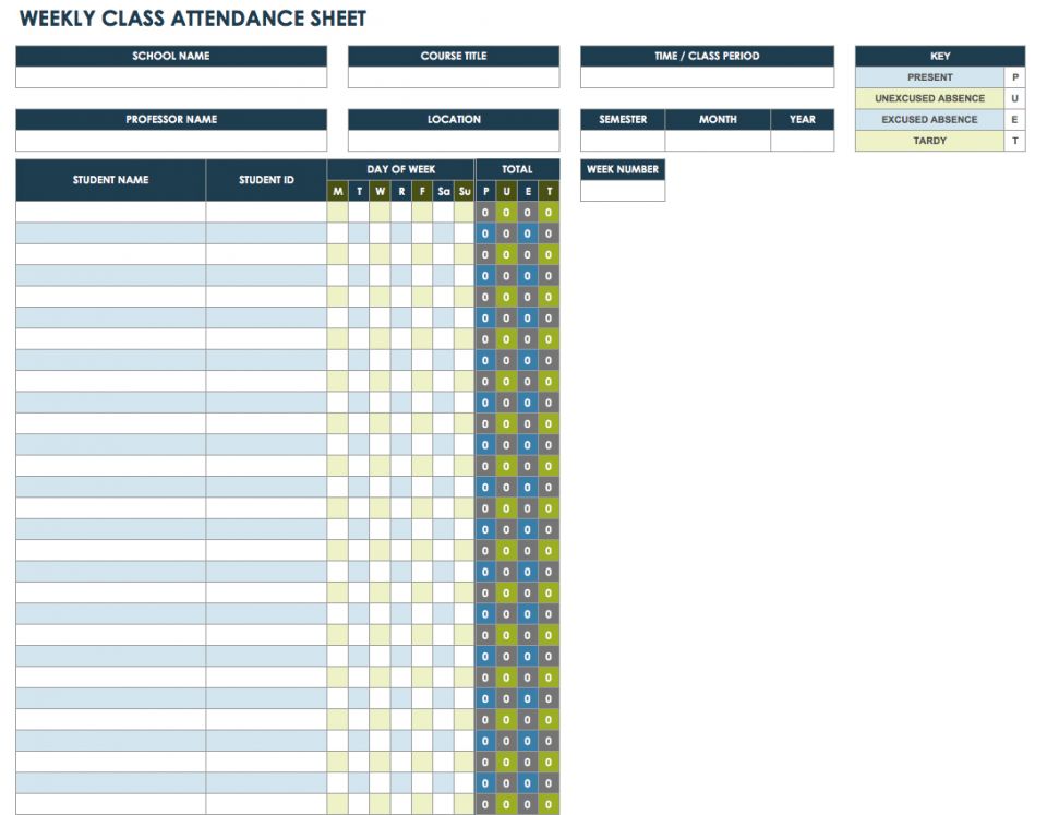 Attendance Chart Template Excel