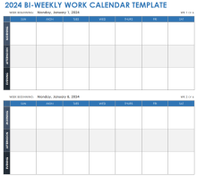 2024 Bi-weekly Work Calendar Template