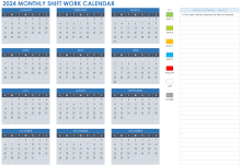 2024 Monthly Shift Work Calendar